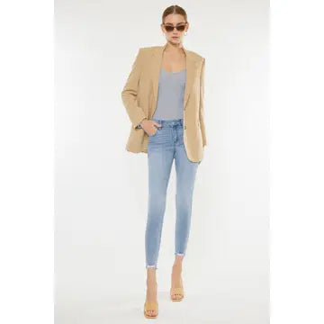 Mid Rise Ankle Light Wash Skinny Jeans for Women