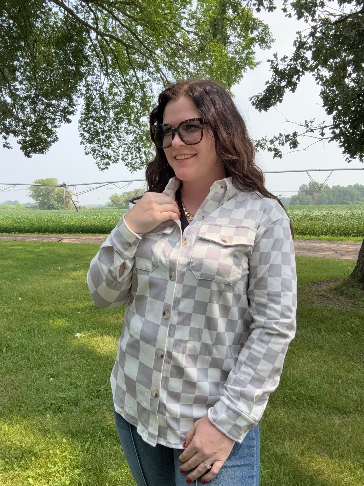 Crystal Checkerboard Shacket