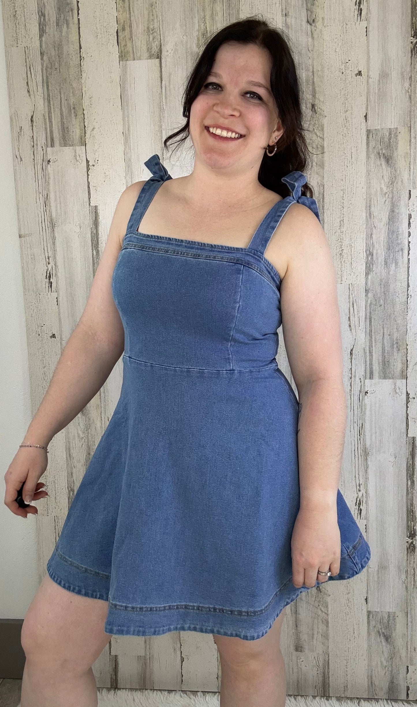 Ella Denim Shoulder Tie Dress