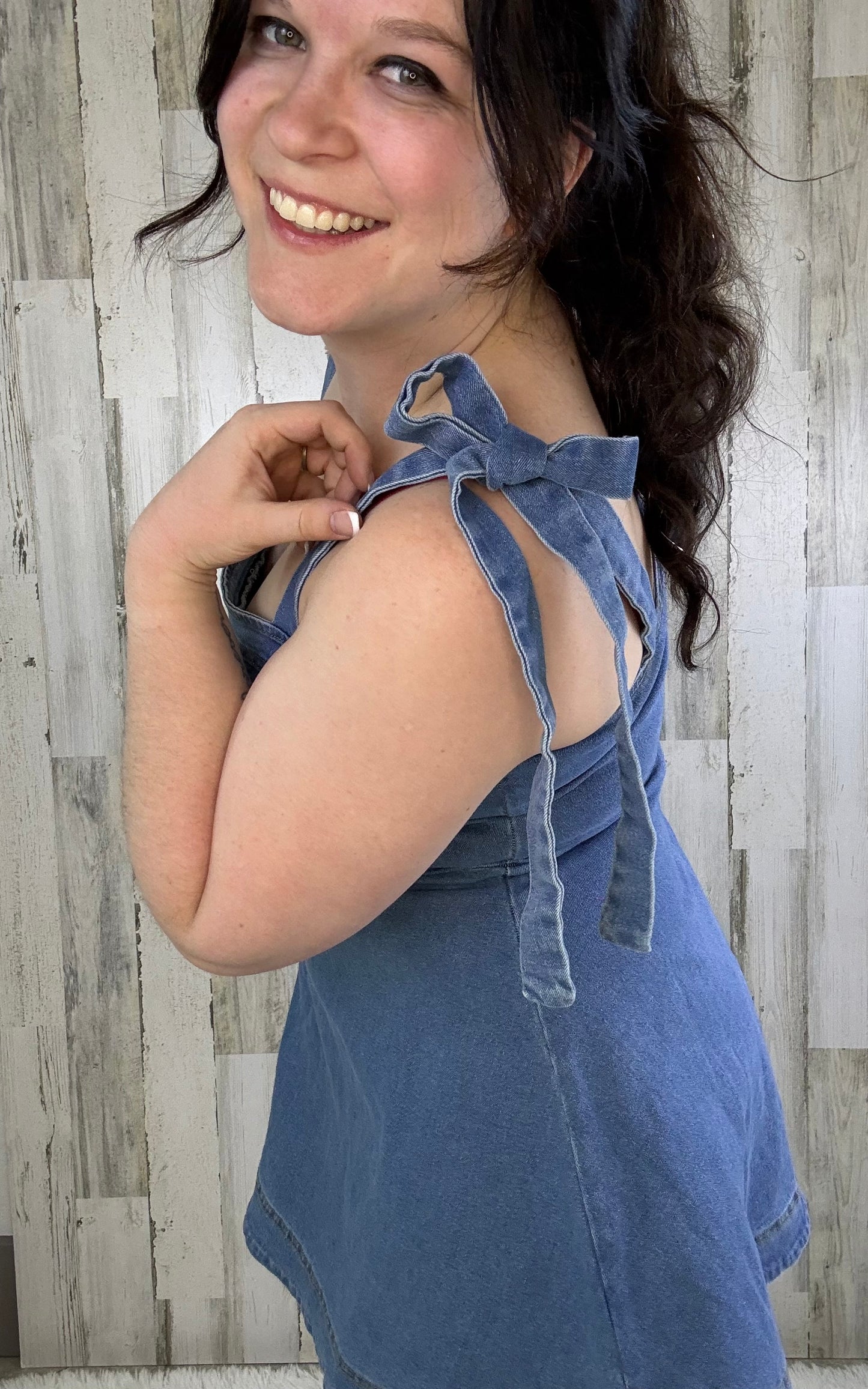 Ella Denim Shoulder Tie Dress