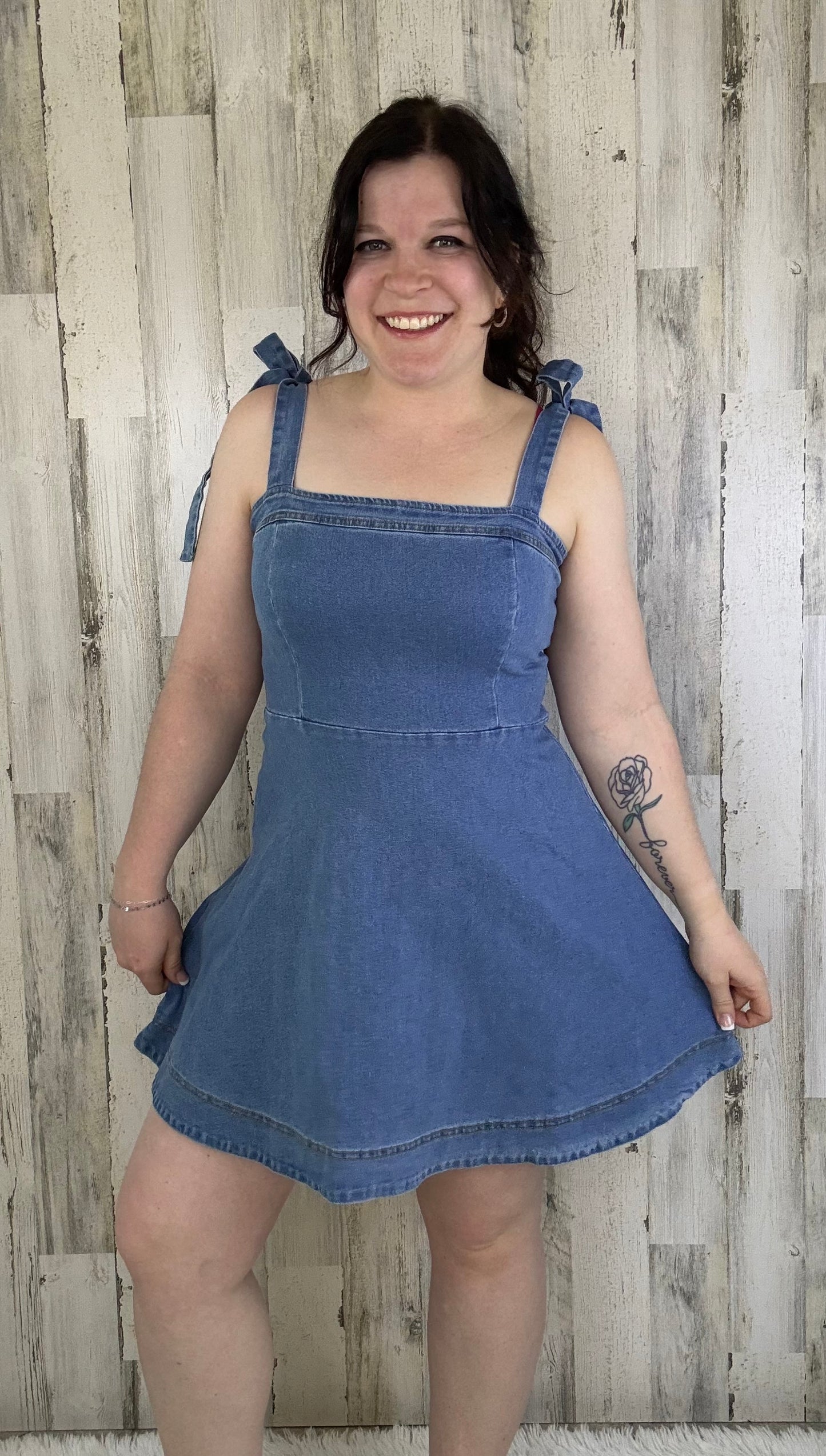 Ella Denim Shoulder Tie Dress