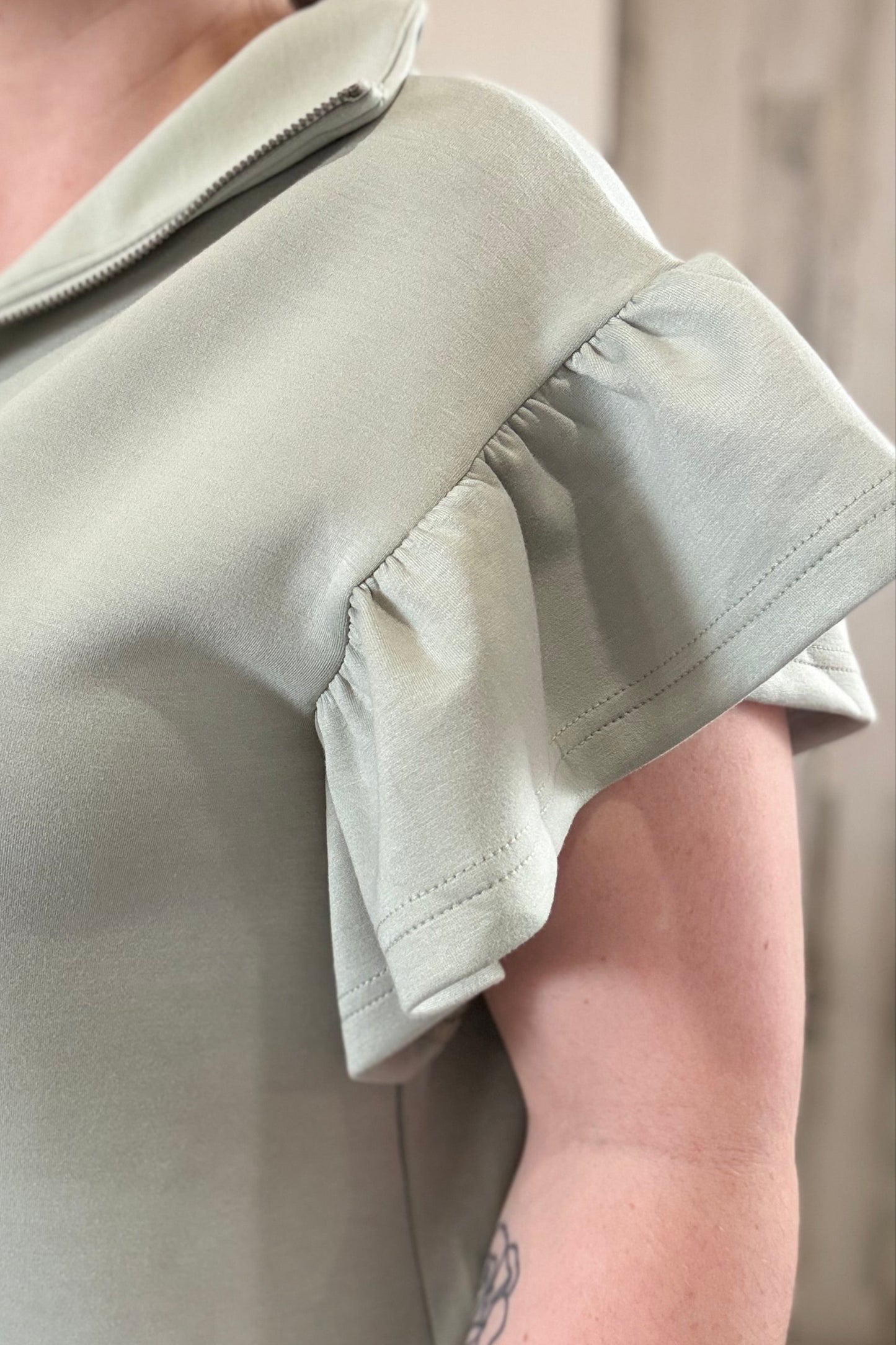 Scuba Ruffle Sleeve Top