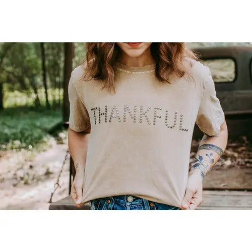 Thankful Acid Washed Stud Tee