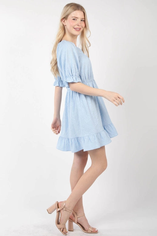 Floral Textured Woven Mini Dress