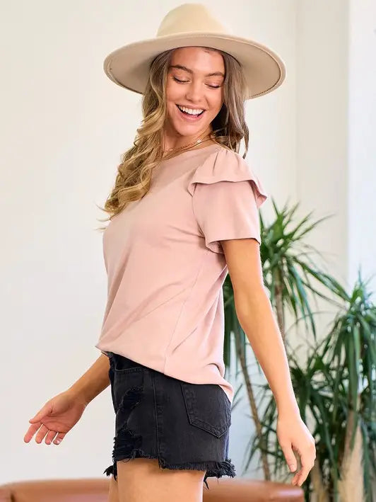 Celina Ruffle Short Sleeve Tee