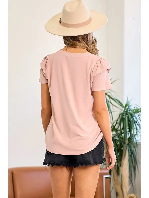 Celina Ruffle Short Sleeve Tee