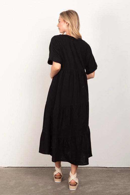 Fraya Soft Crinkle Gauze Midi Dress