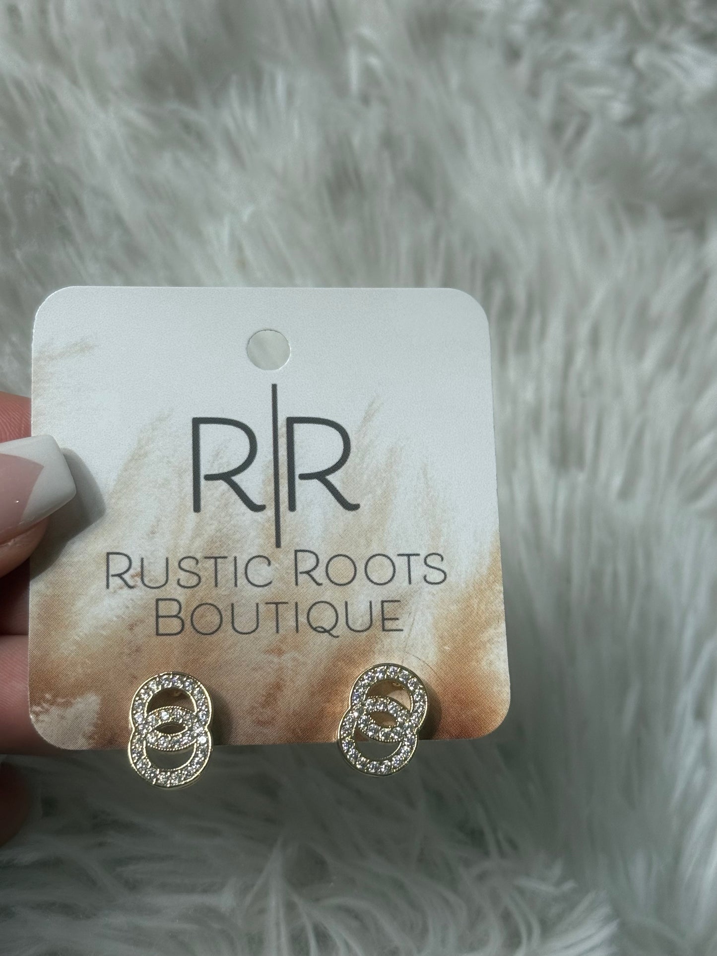 Double Crossover Circle Studded Earrings