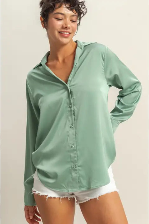 Hannah Satin Collared Blouse