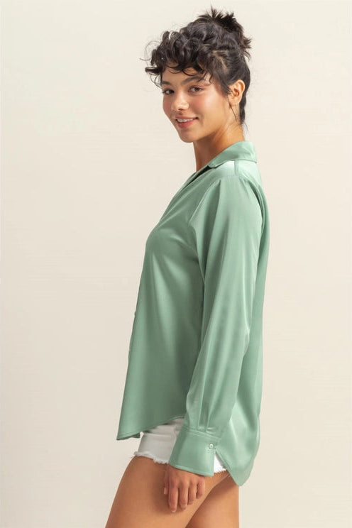 Hannah Satin Collared Blouse