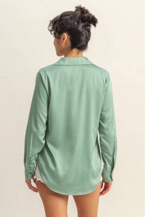 Hannah Satin Collared Blouse