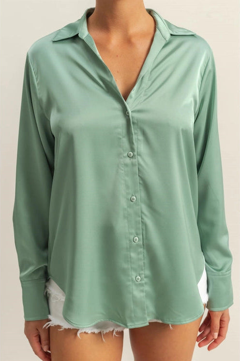 Hannah Satin Collared Blouse