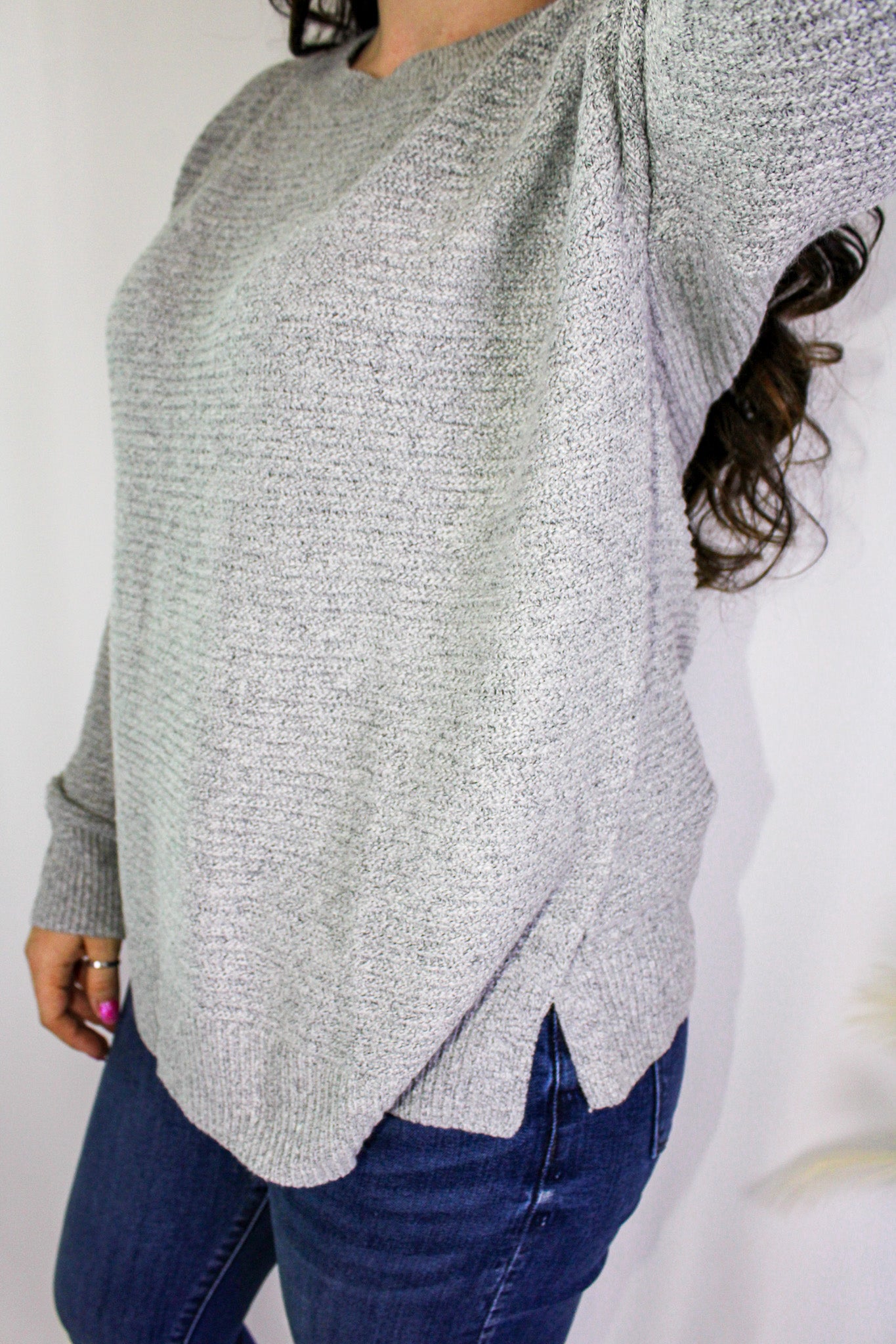 Ribbed Side Slit Sweater