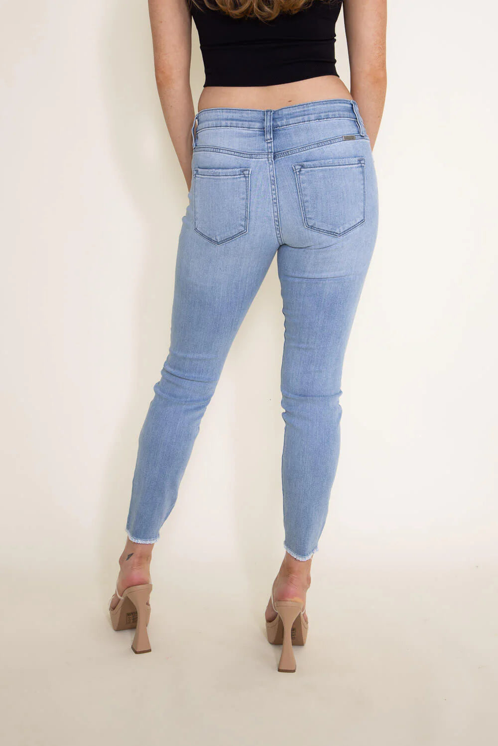 Mid Rise Ankle Light Wash Skinny Jeans for Women