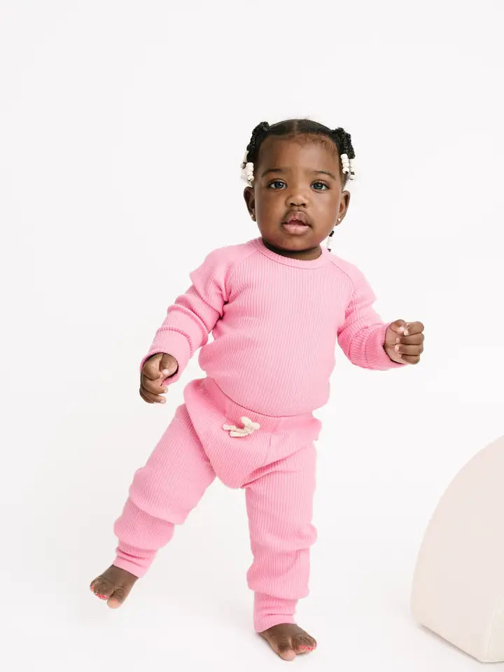 Passion Pink Ribbed Lounge Set