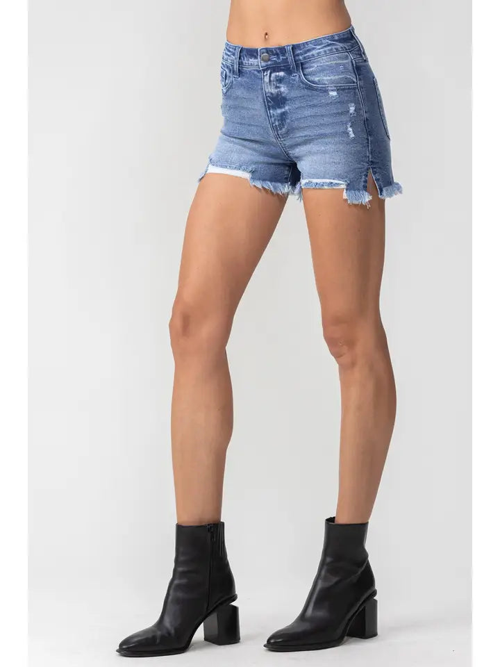 High Rise Shorts with Side Slits