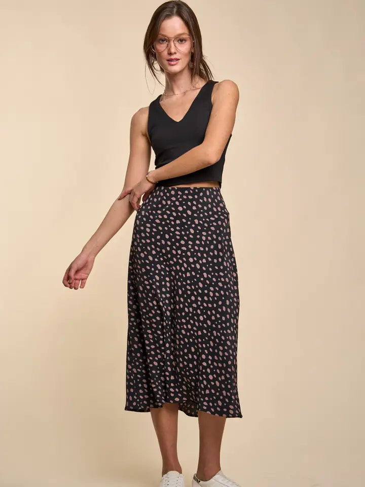 Dalmatian Print Midi Skirt