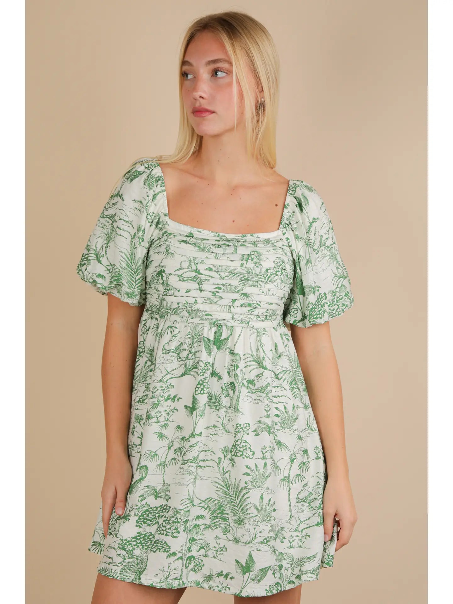 Safari Puff Sleeve Mini Dress