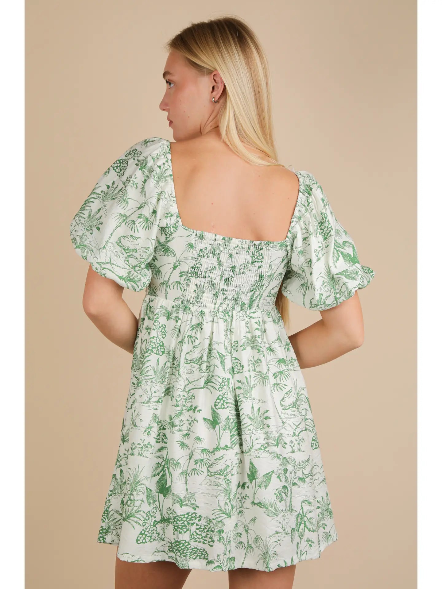 Safari Puff Sleeve Mini Dress