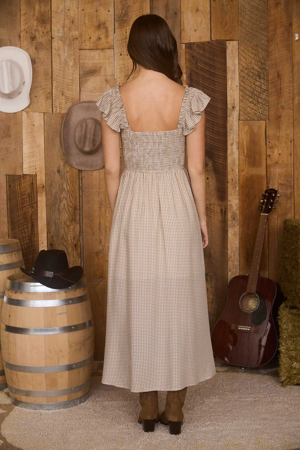 Sonya Smocked Bow Midi Dress