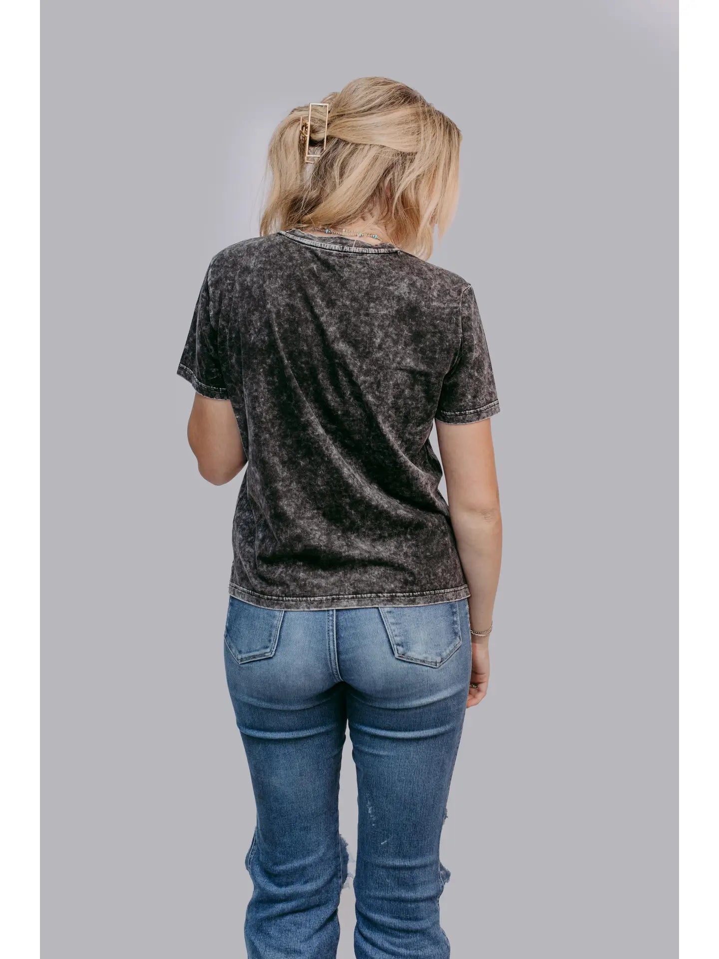 Thankful Acid Washed Stud Tee