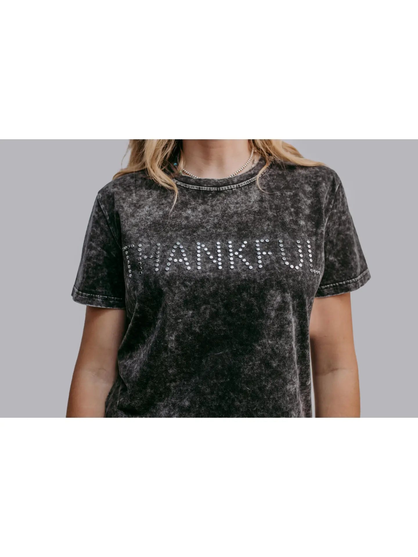 Thankful Acid Washed Stud Tee