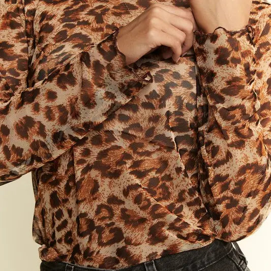 Animal Print Mesh Top