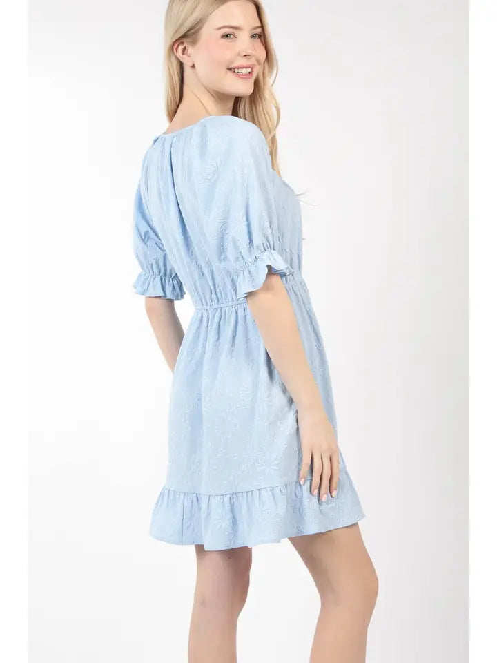 Floral Textured Woven Mini Dress