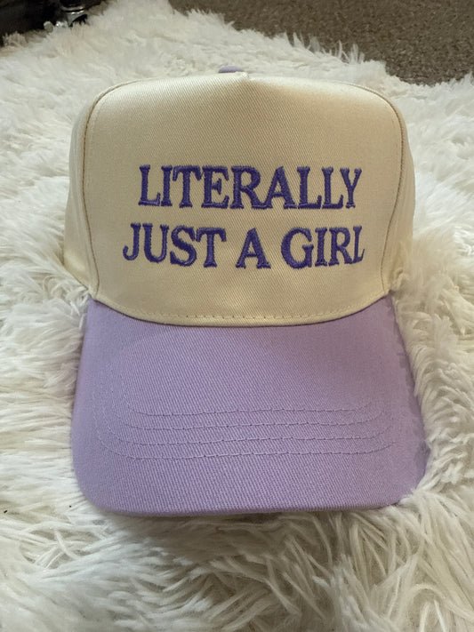 Literally Just A Girl Trucker Hat - LAVENDER