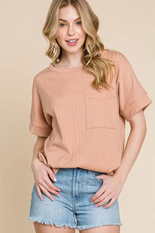 Soft Rib Knit T-Shirt