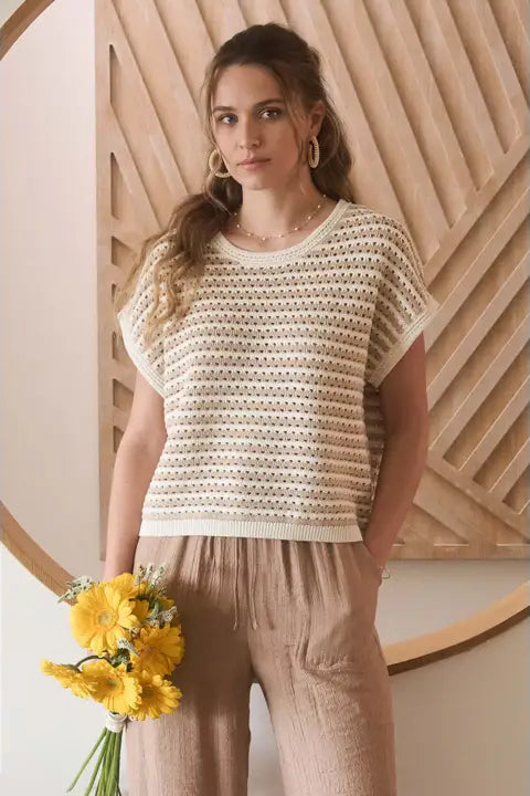 Cass Stripe Crochet Sweater
