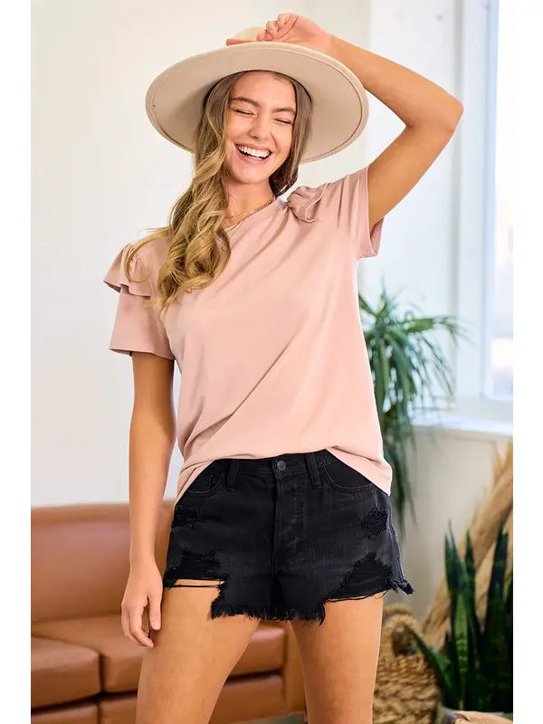 Celina Ruffle Short Sleeve Tee