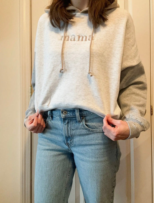 Mama Colorblock Cropped Hoodie