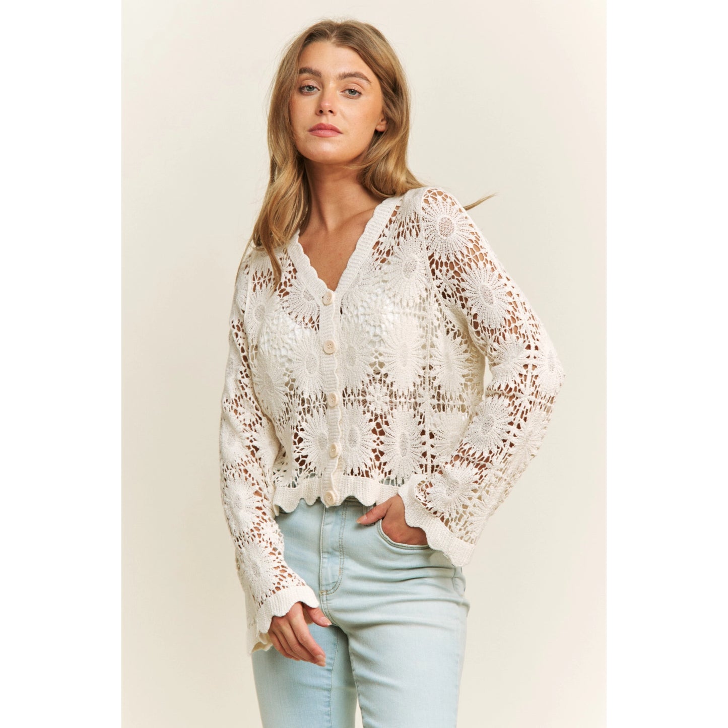 Frankie Lace Crochet Button Top