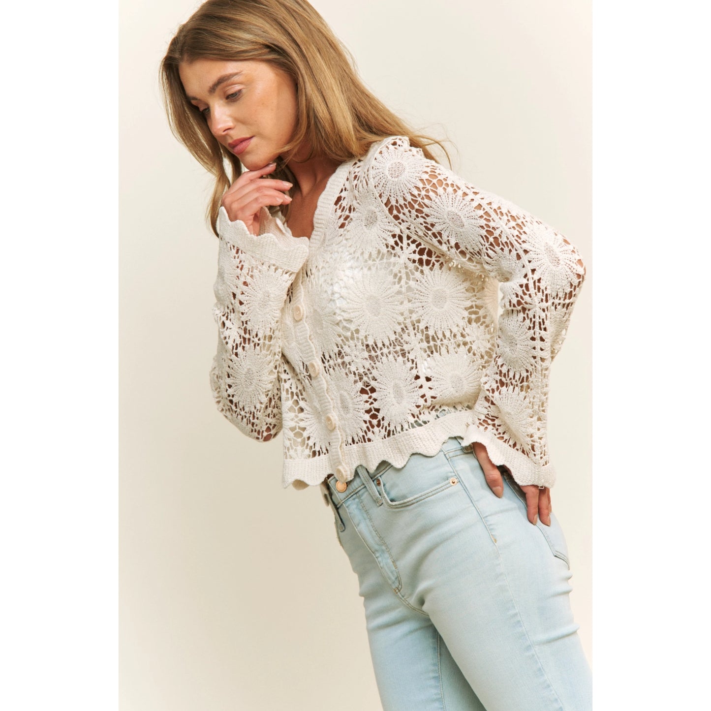 Frankie Lace Crochet Button Top