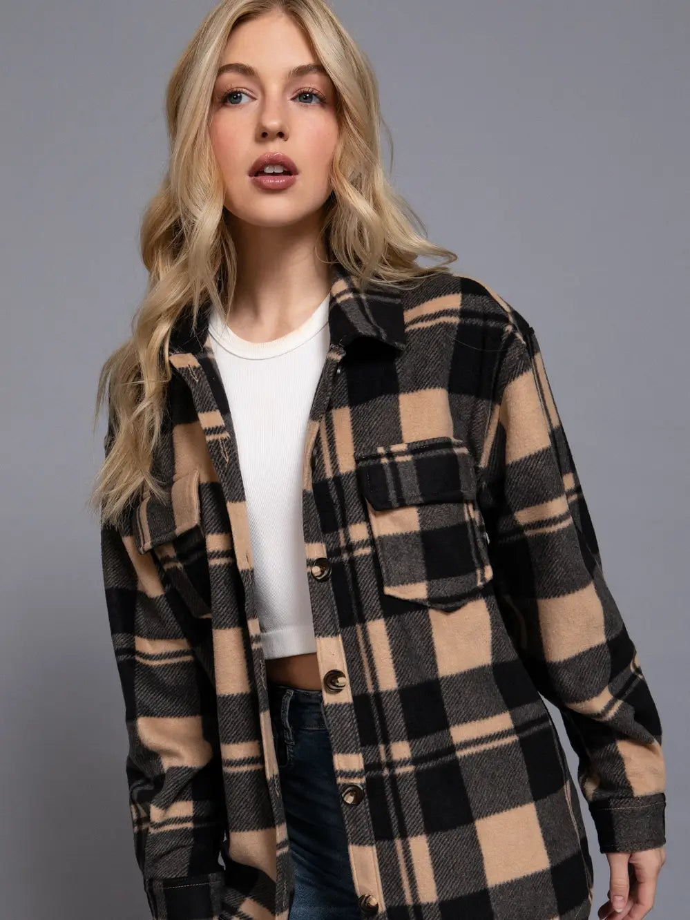 Frankie Plaid Fleece Shacket