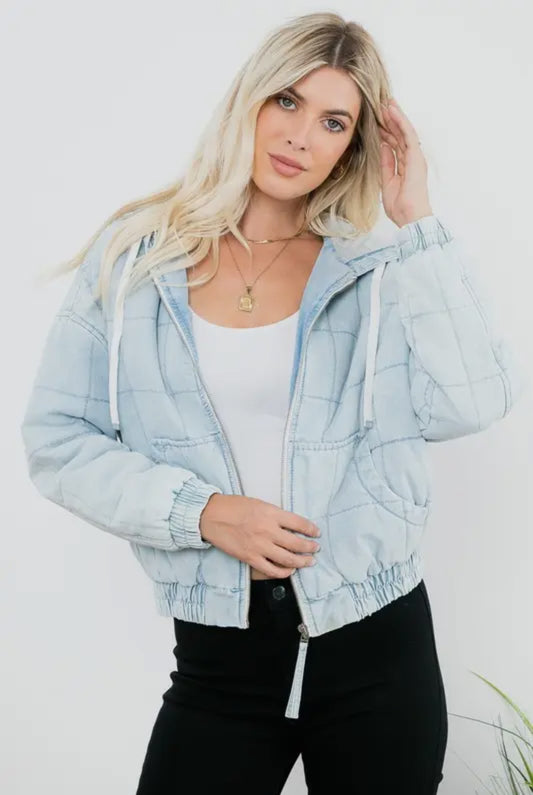Denim Bomber Jacket - Small