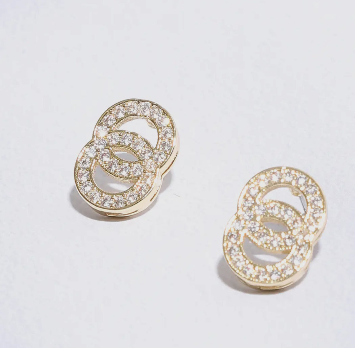 Double Crossover Circle Studded Earrings