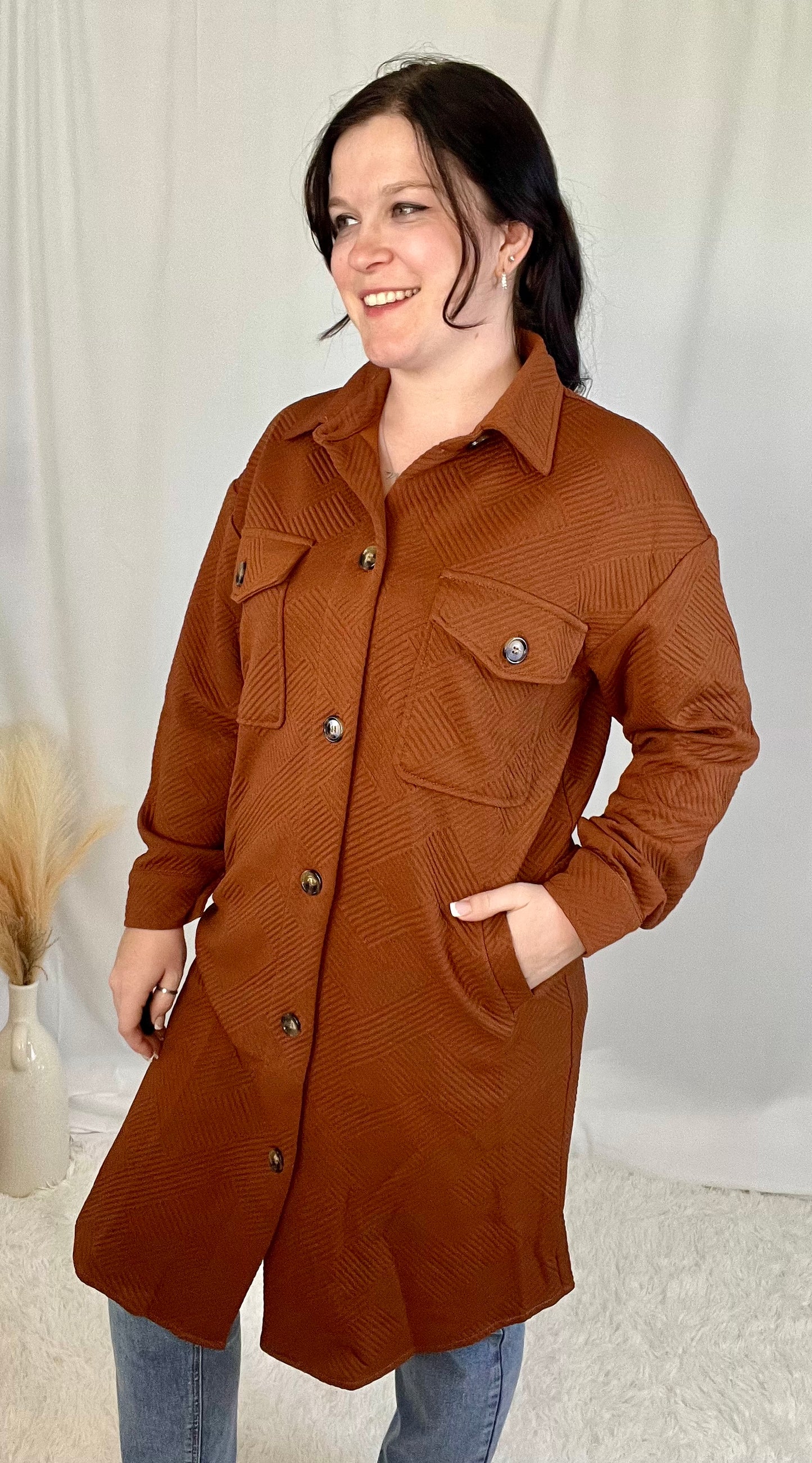 Anna Kate Collared Long Shacket