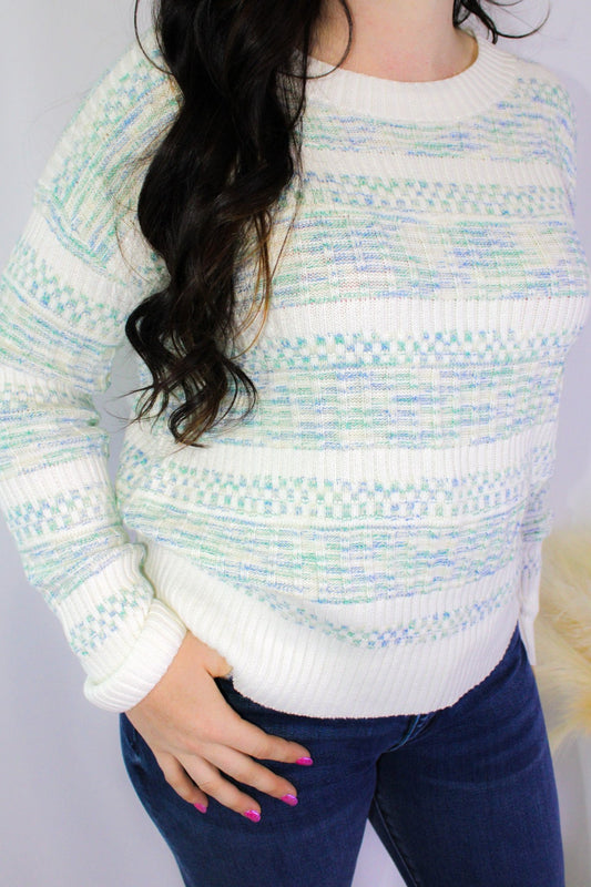 ROUND NECK TEXTURED SWEATER PULLOVER