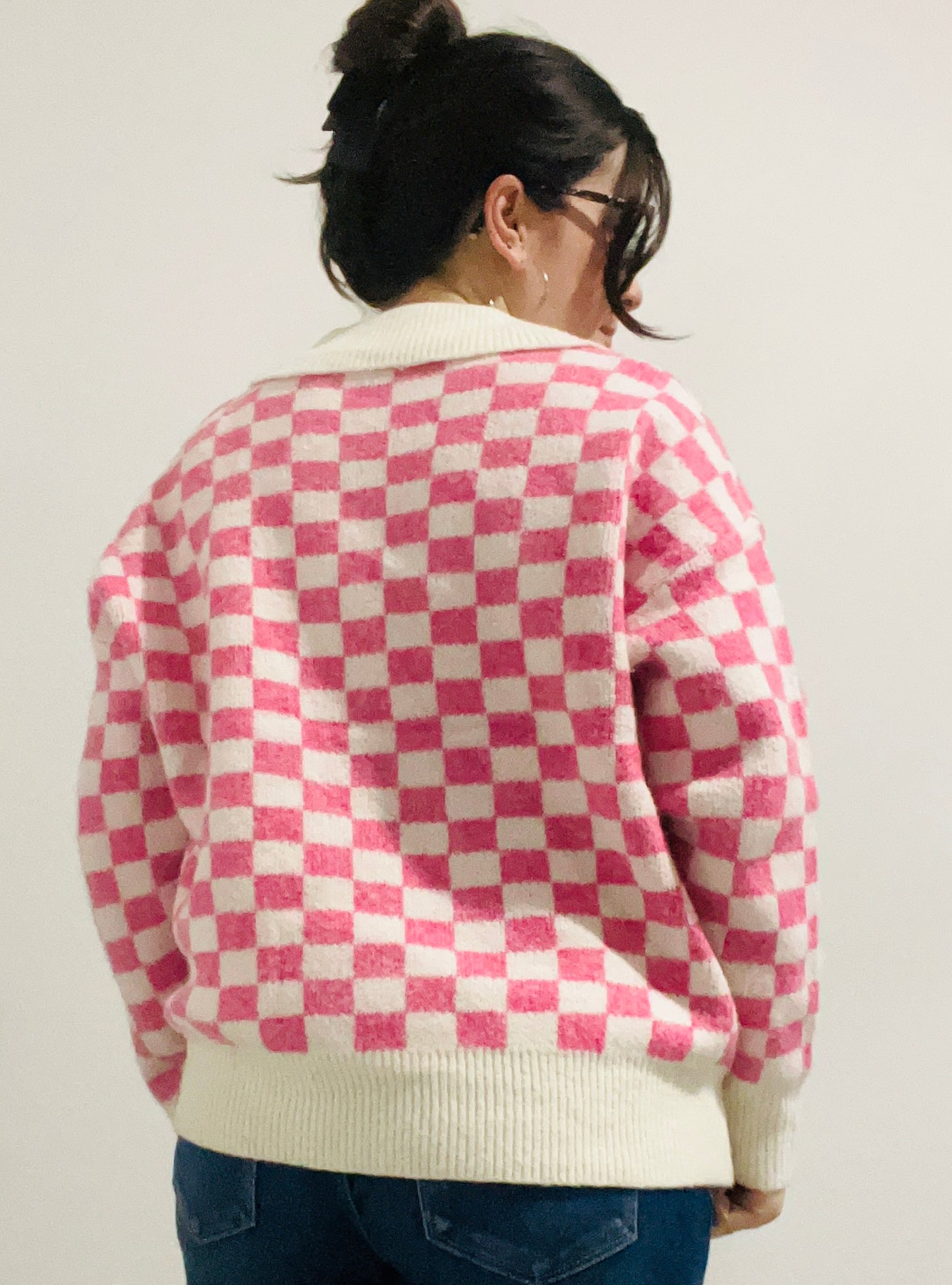 Lauren Checkered Button Sweater