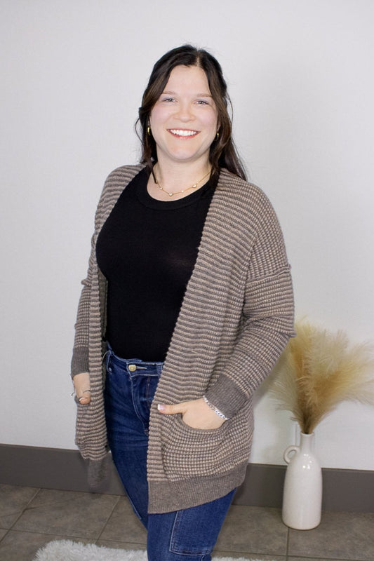 Jolene Waffle Raw Edge Cardigan