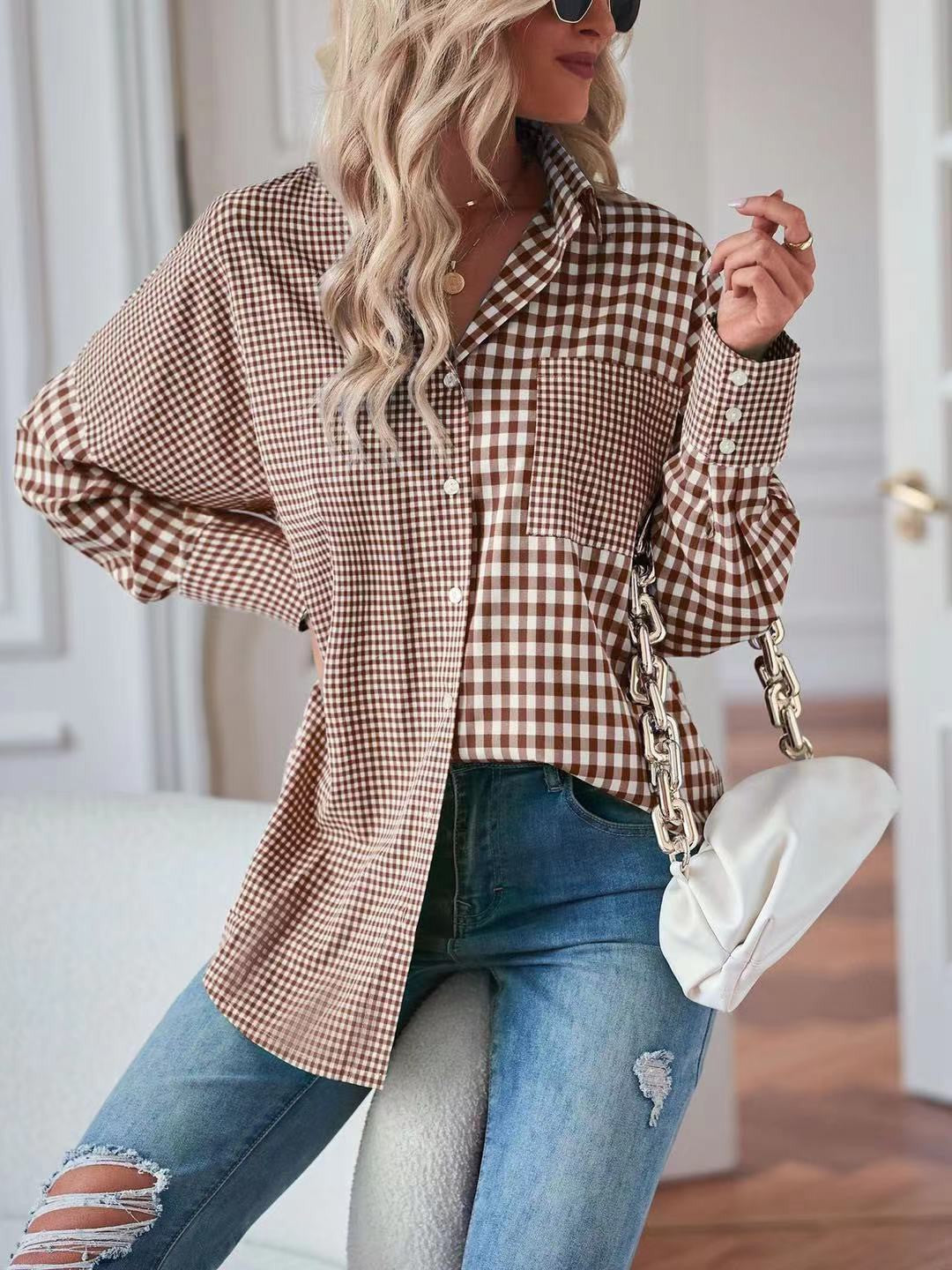 Jazzy Color Block Plaid Top