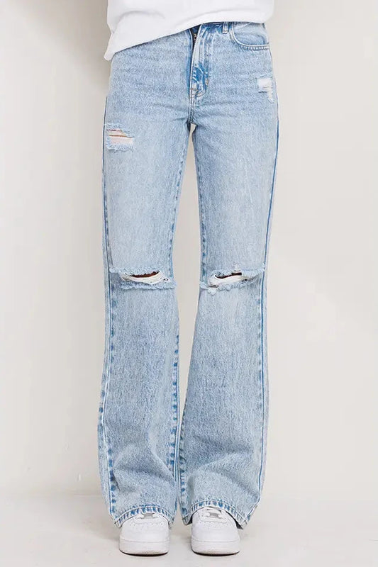 High Rise Acid Wash Straight Jean