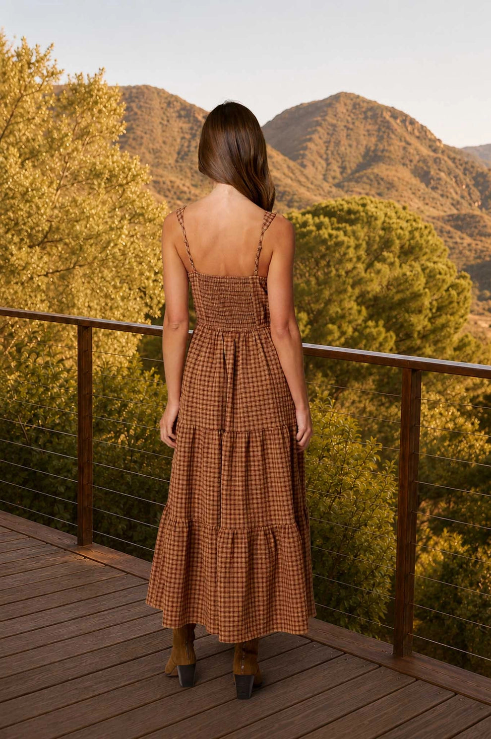 Kayla Plaid Corset MIdi Dress