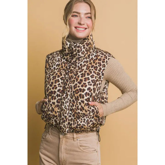 Leopard Print Puffer Vest
