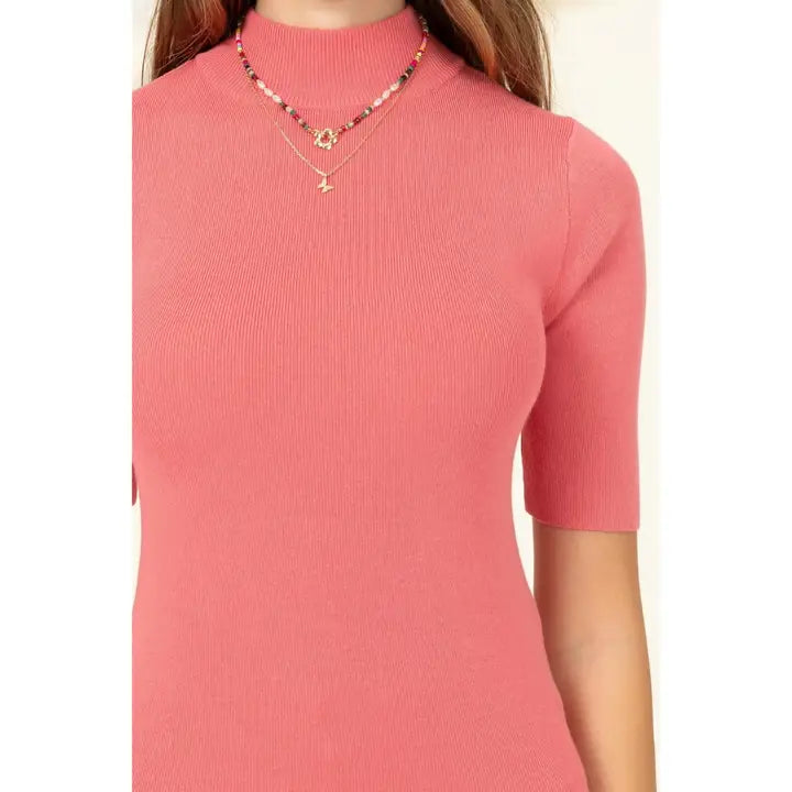 Mia Half Sleeve Mock Neck Top