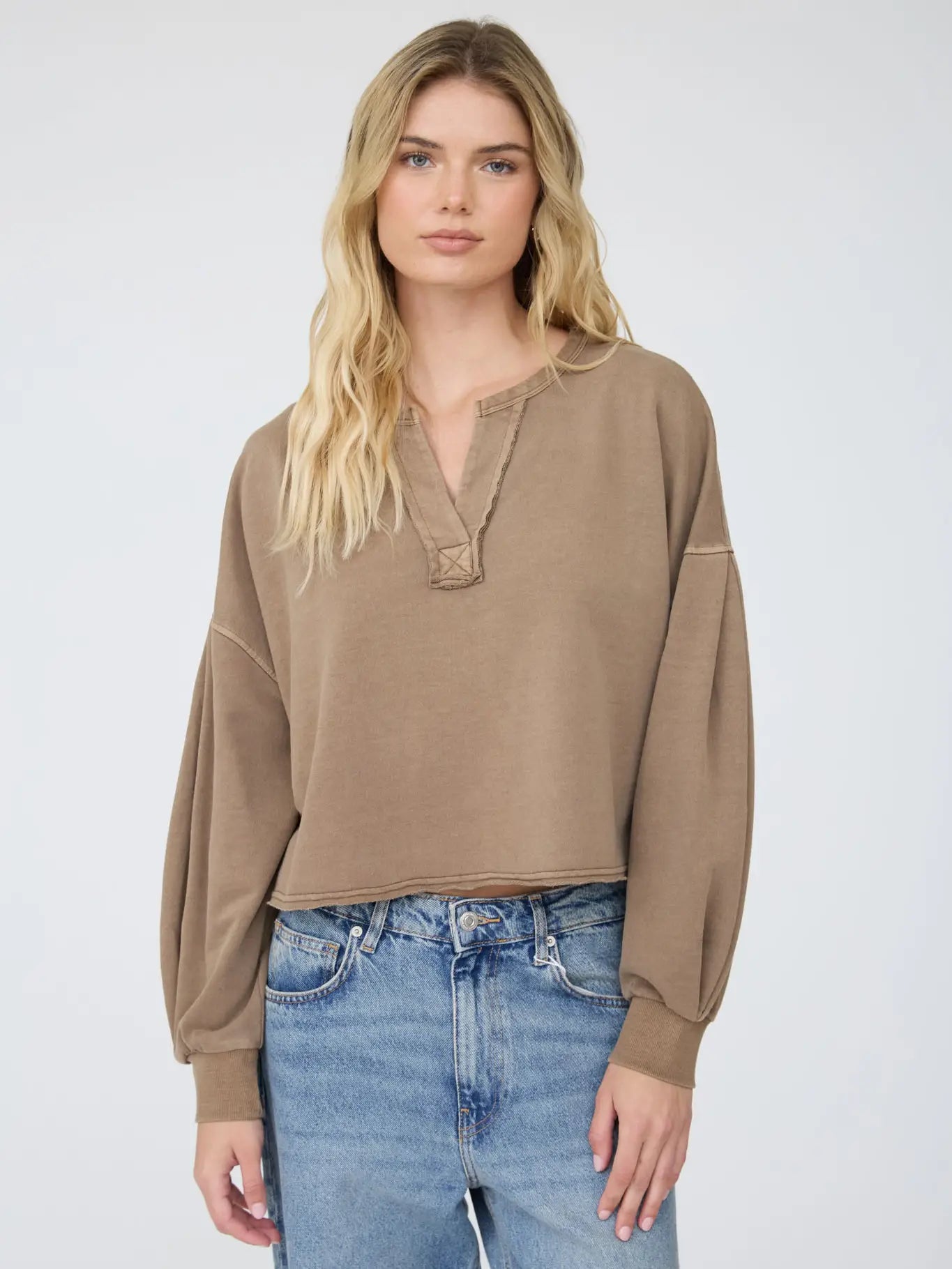 Boxy Long Sleeve Knit Crop Top