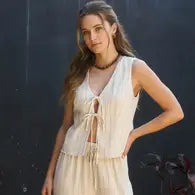 Megan Pinstripe Shirt Vest