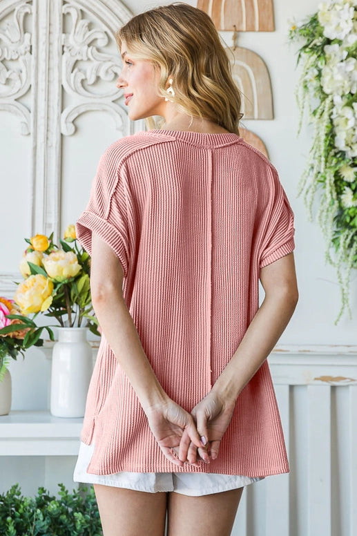 PLUS Solid Ribbed Tunic T Shirt